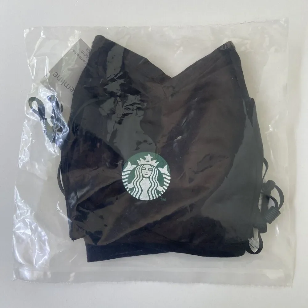 2PCS Starbucks Gemline Adjustable Black Masks w/ Starbucks Green Logo